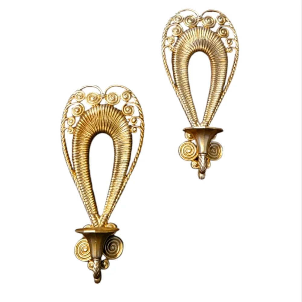 Vintage Burwood Elegant Gold Wall Sconces Candle